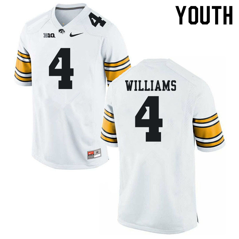 Youth #4 Leshon Williams Iowa Hawkeyes College Football Jerseys Sale-White - Click Image to Close
